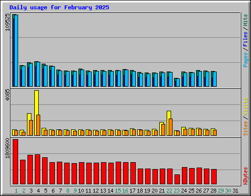 Daily usage for February 2025
